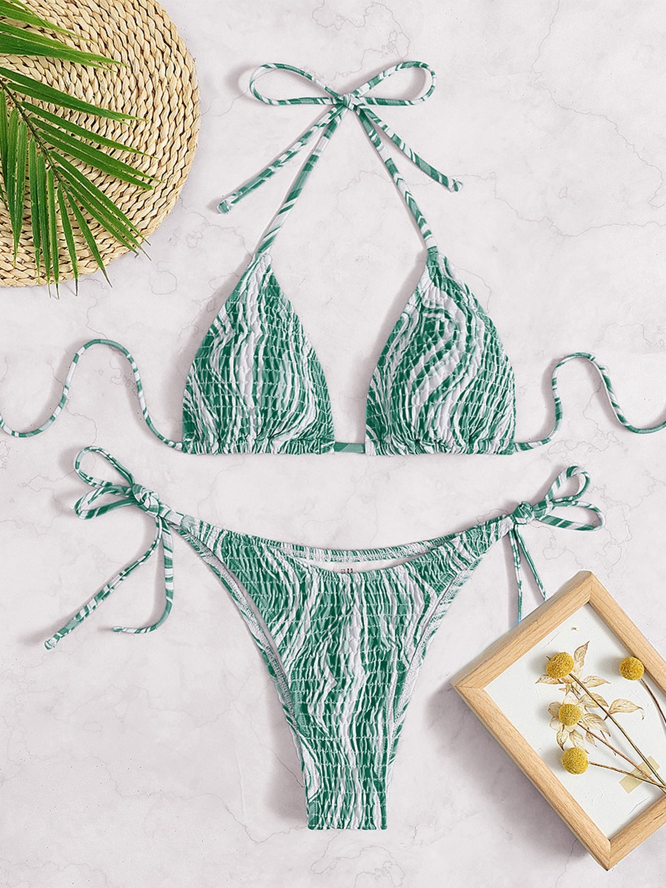 Rückenfreier Strandbikini mit Print