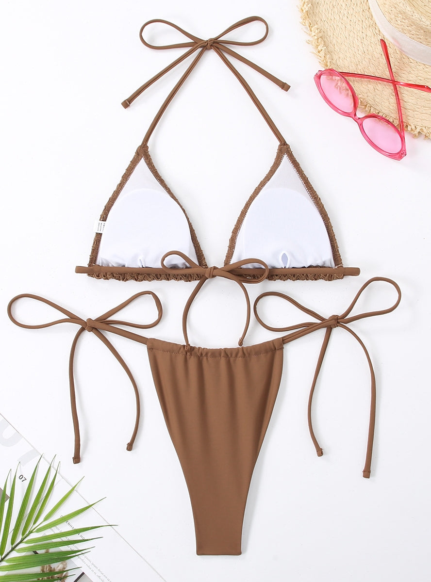 Tanga-Bikini-Badeanzug mit Fischernetz