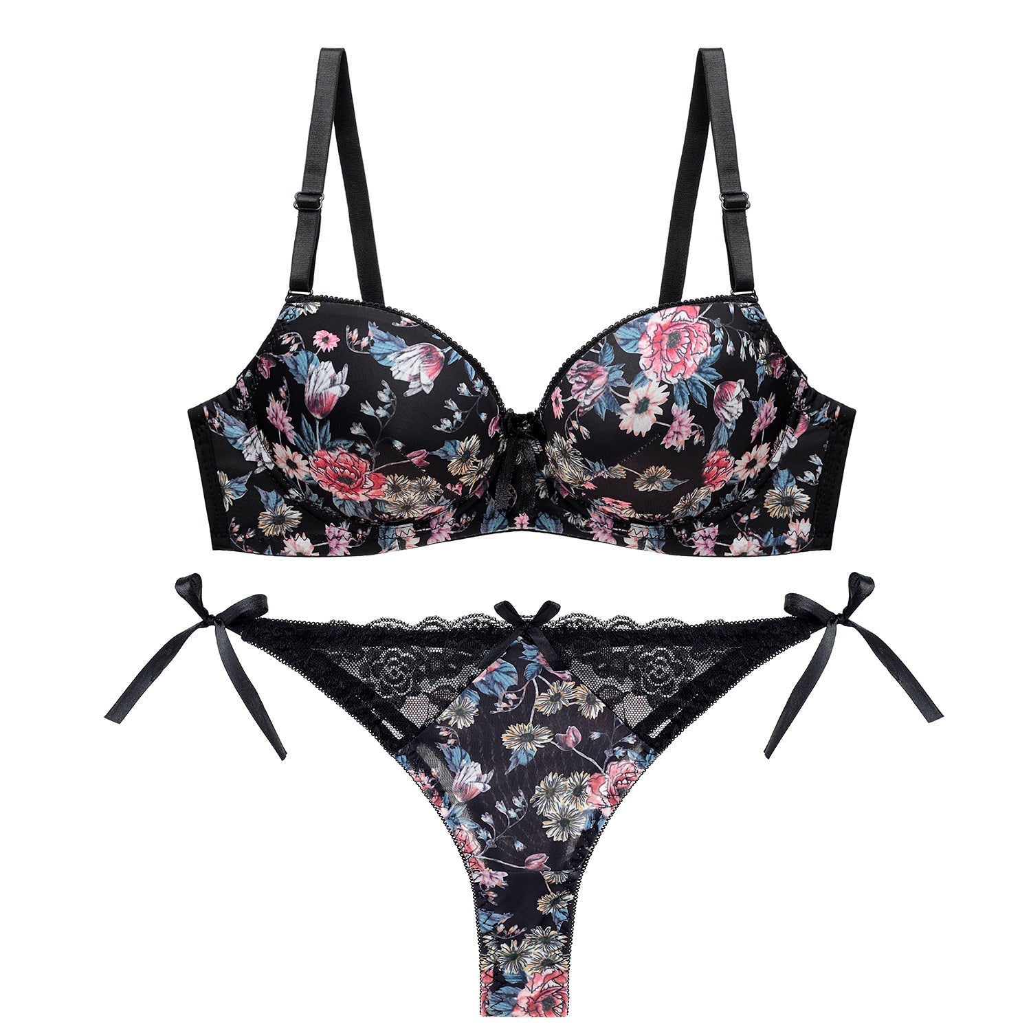 Conjunto de bralette push up de encaje