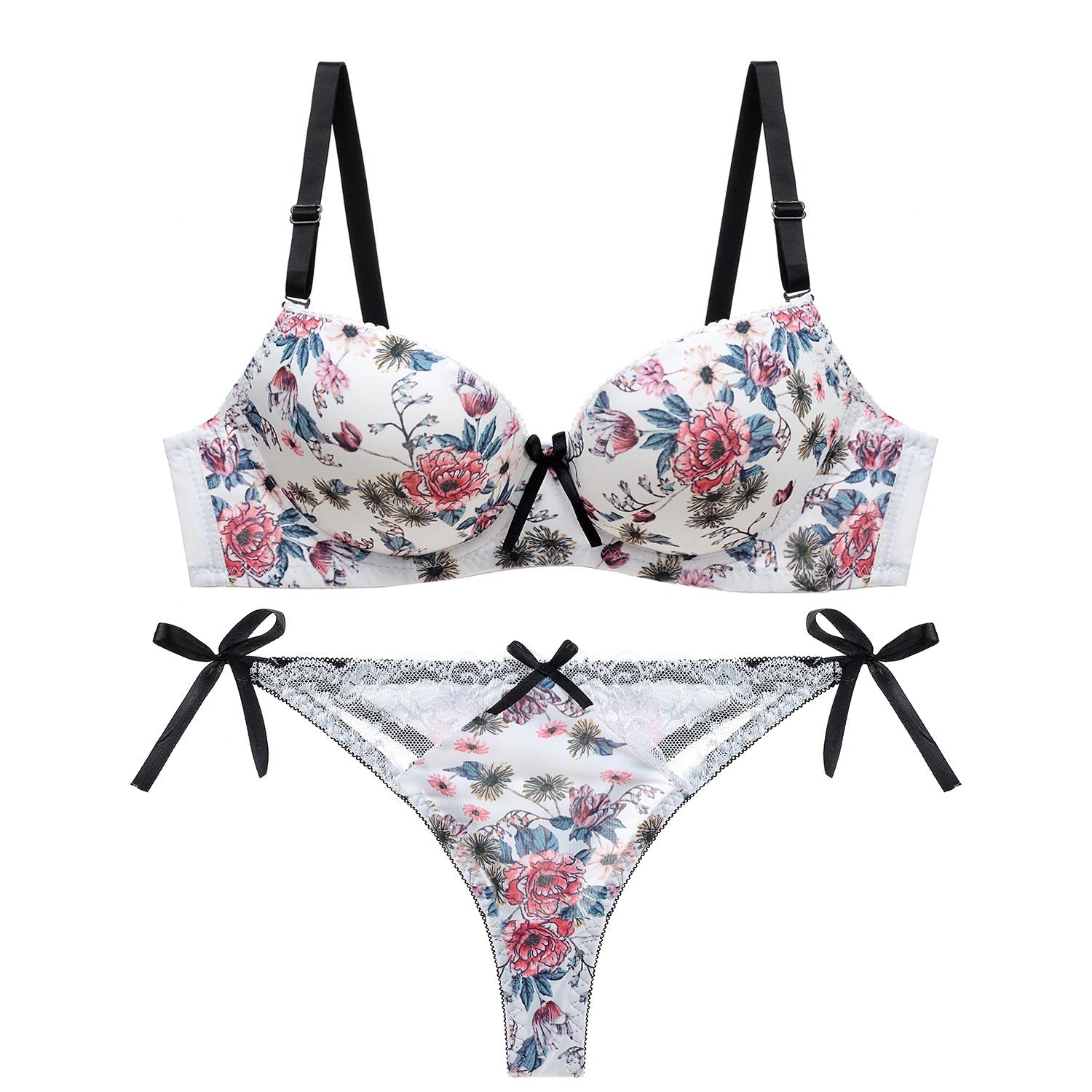 Conjunto de bralette push up de encaje