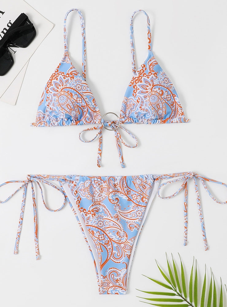 Bikini mit Dreiecksring-Print