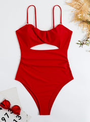 One-piece Halter Crossed Back Swimsuit