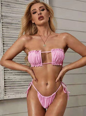 Traje de baño bikini de color sólido