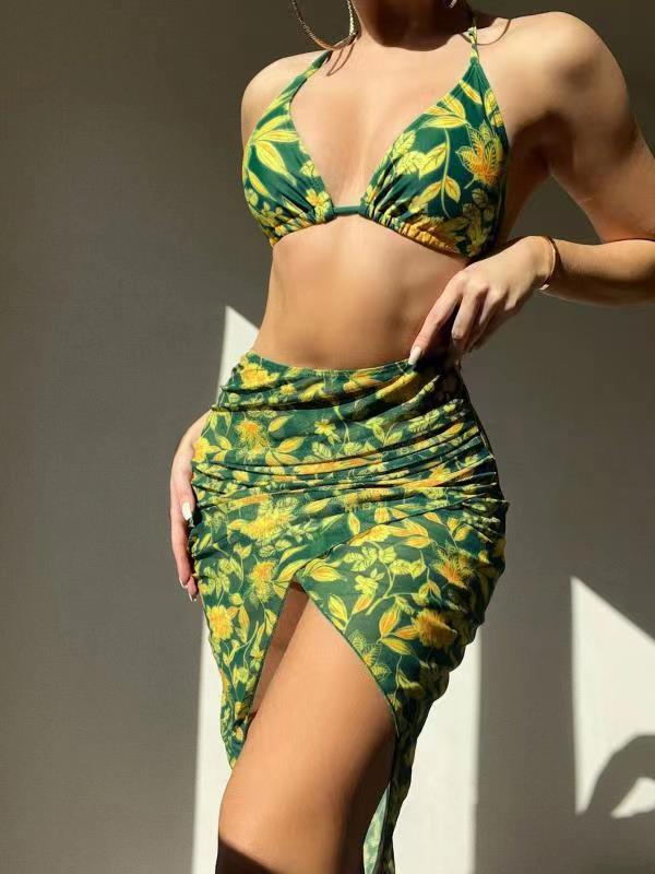 High Waist Split Three-piece Swimsuit