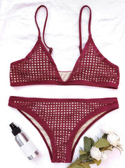 Square Laser Cut Bikini Top And Bottoms Bikini Set