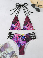 Printed Halter Strap Swimsuit