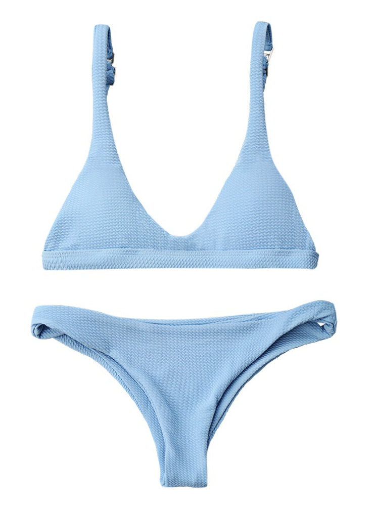 Traje de baño de color sólido, ropa de playa, conjunto de bikini brasileño