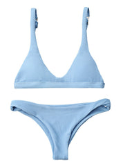 Traje de baño de color sólido, ropa de playa, conjunto de bikini brasileño