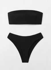 Bikini sin tirantes con top de tubo de color sólido