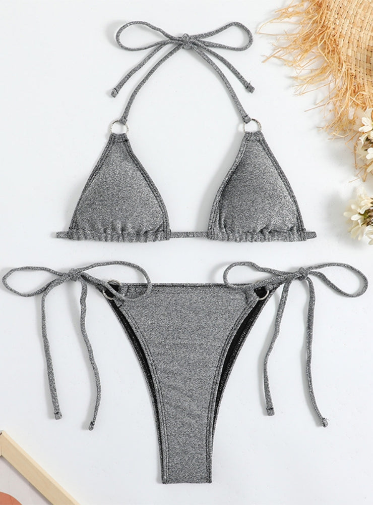 Damen Grau Badeanzug Bikini 