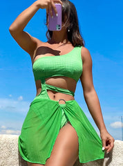 Conjunto de bikini de malla verde de dos piezas