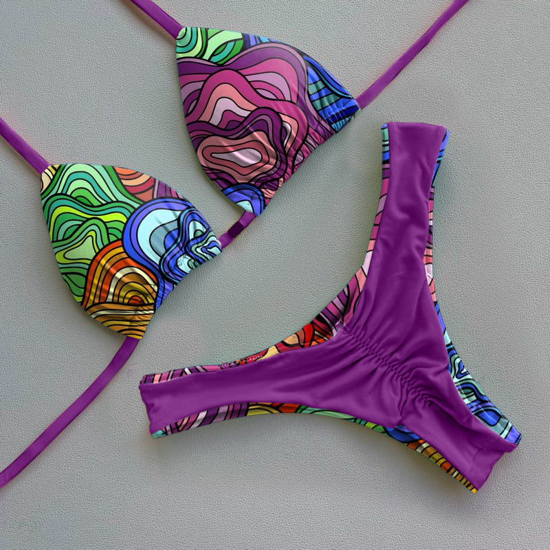 Conjunto de bikini estampado de moda