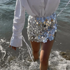 SILVER Glitter SEQUINS MINI SKIRT