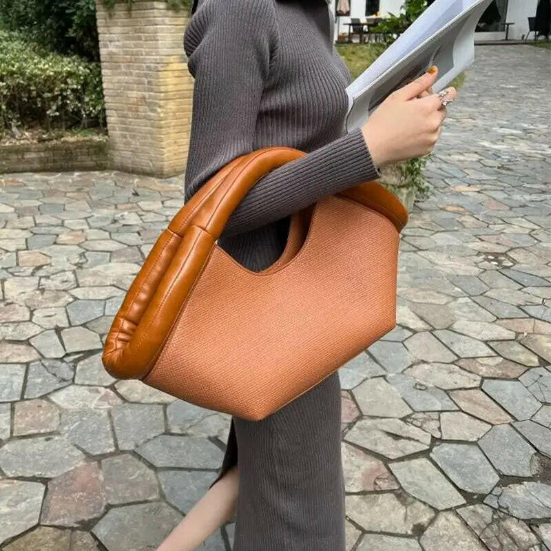 Fächerförmige Luxus-Handtasche für Damen mit Baumwollfüllung 