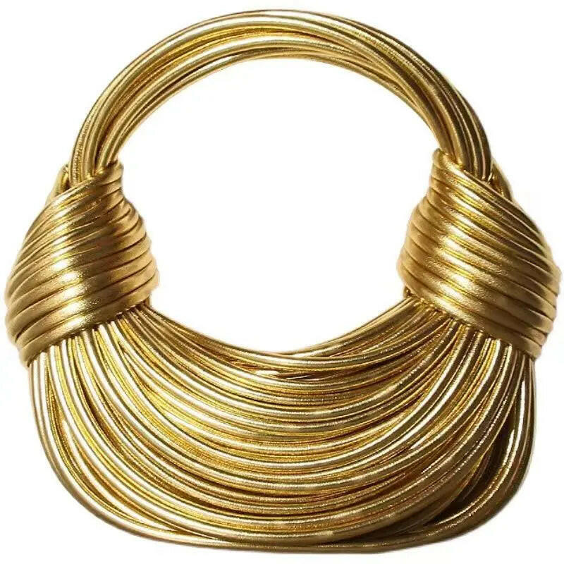 Exquisite handgewebte Nudeltasche: Luxuriöse Clutch in Gold und Silber 