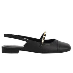 Schwarze flache Mary Jane Schuhe für Damen 