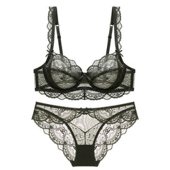 Hohles, ultradünnes Bralette-Set aus Spitze