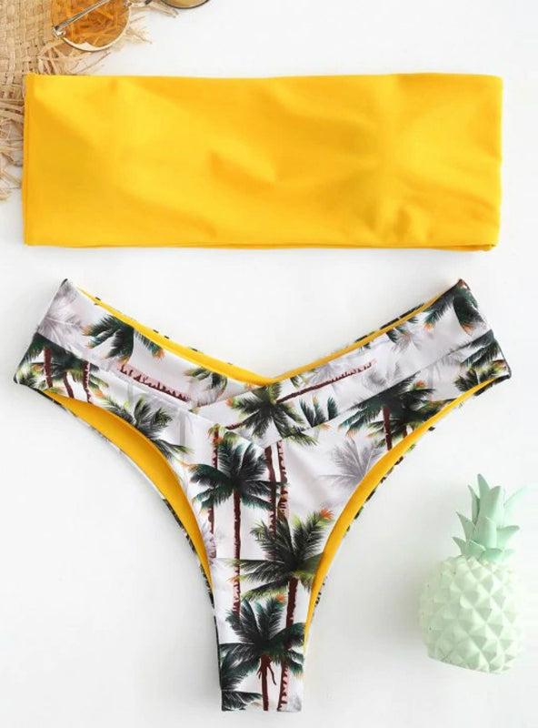 Conjunto de bikini para mujer con estampado de coco y relleno