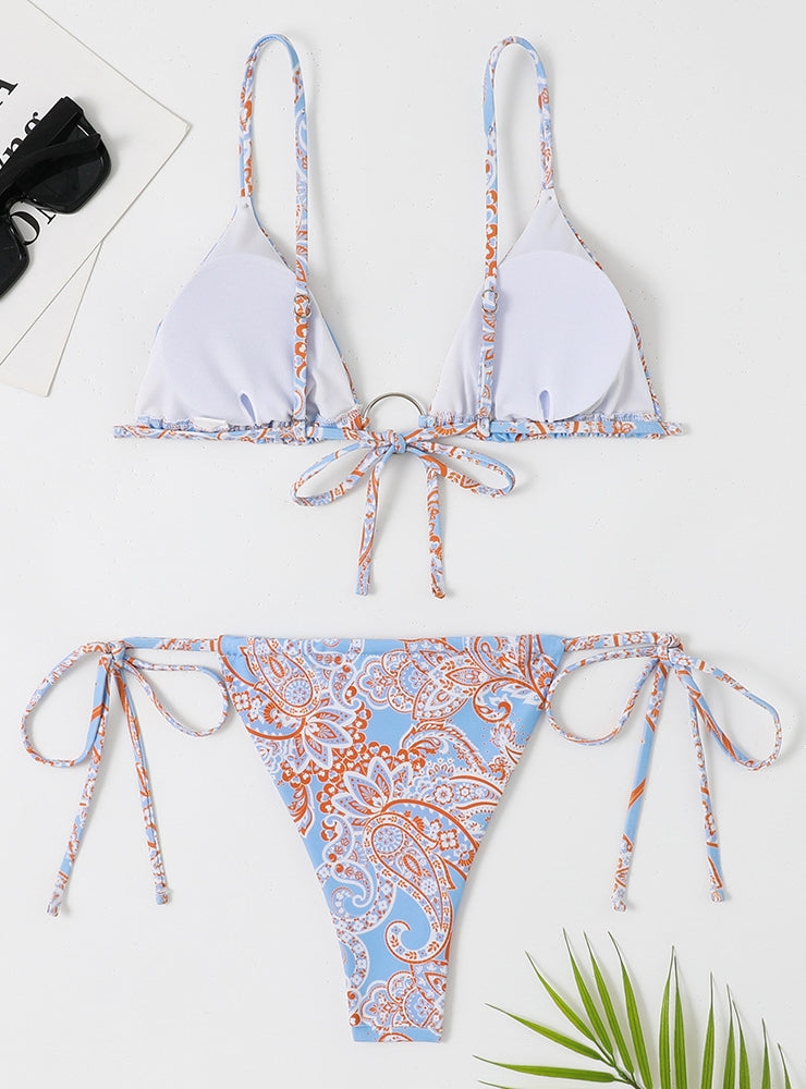 Bikini mit Dreiecksring-Print