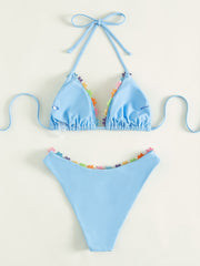 Bikini con tirantes de flores de colores