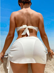 Dreiteiliger Strandbikini mit Tube-Top