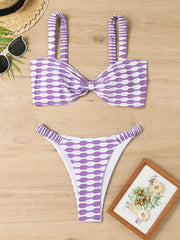 Printed Tube Top Bikini Swimsuit