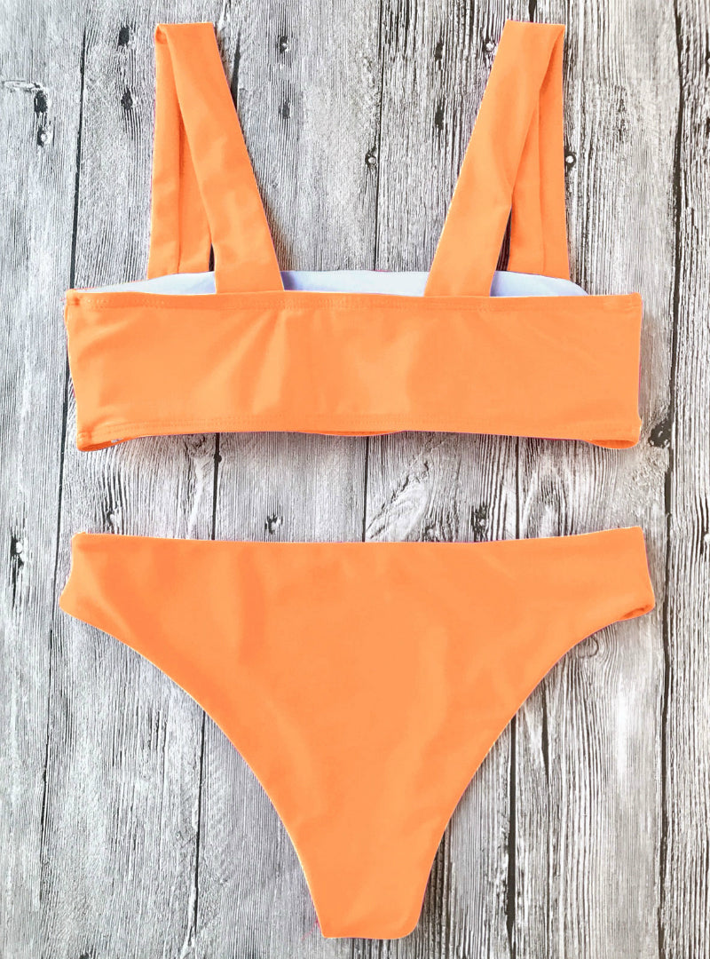 Bikini Neues gepolstertes Bandeau-Bikini-Set mit breiten Trägern