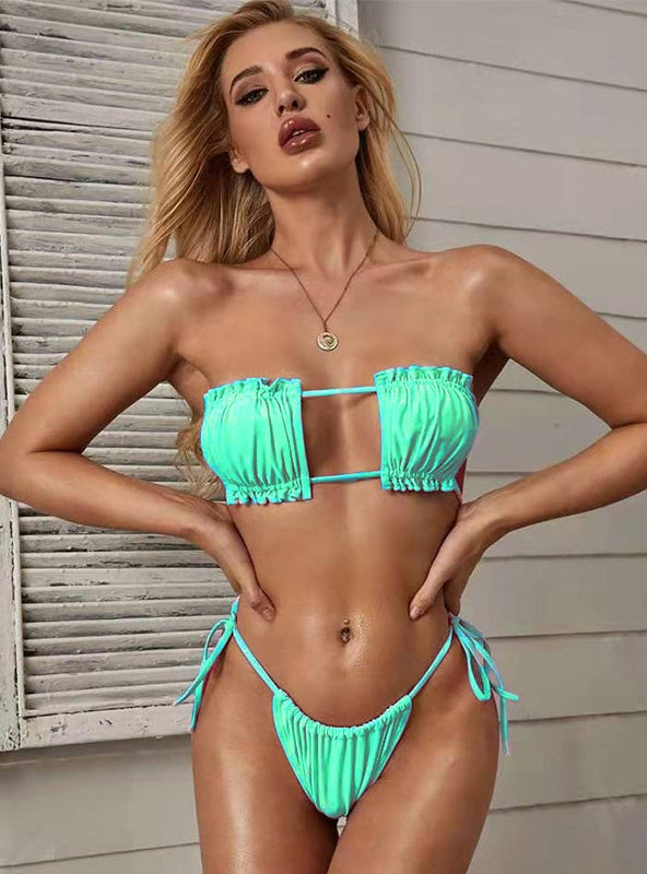 Traje de baño bikini de color sólido