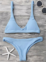 Traje de baño de color sólido, ropa de playa, conjunto de bikini brasileño