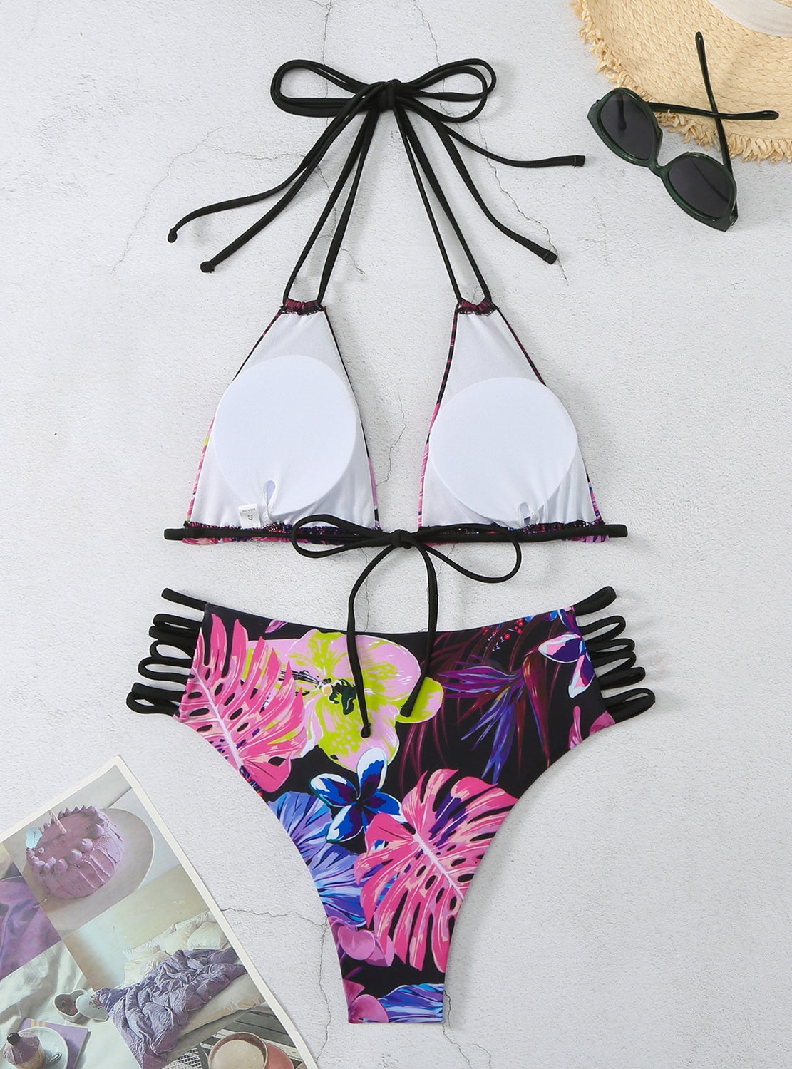 Printed Halter Strap Swimsuit