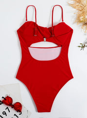 One-piece Halter Crossed Back Swimsuit