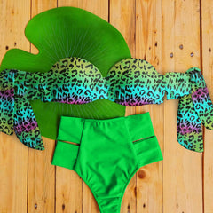 Bikini dividido con estampado de leopardo de color personalizado 