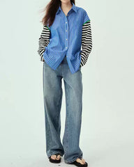 Camisa con mangas de suéter - Azul