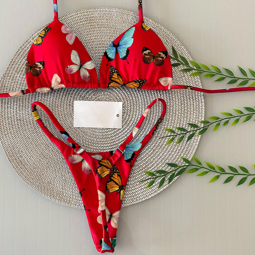 butterfly print split bikini