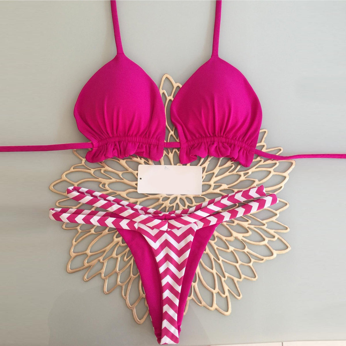 striped two-piece bikini