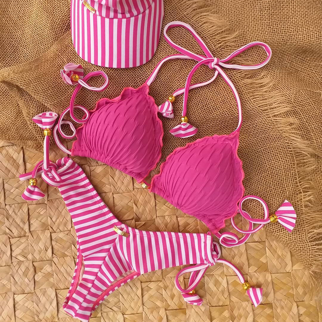 Gestreifter Sling-Bikini 