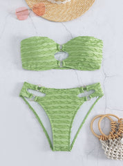 Solid Color Tube Top Hollow Bikini