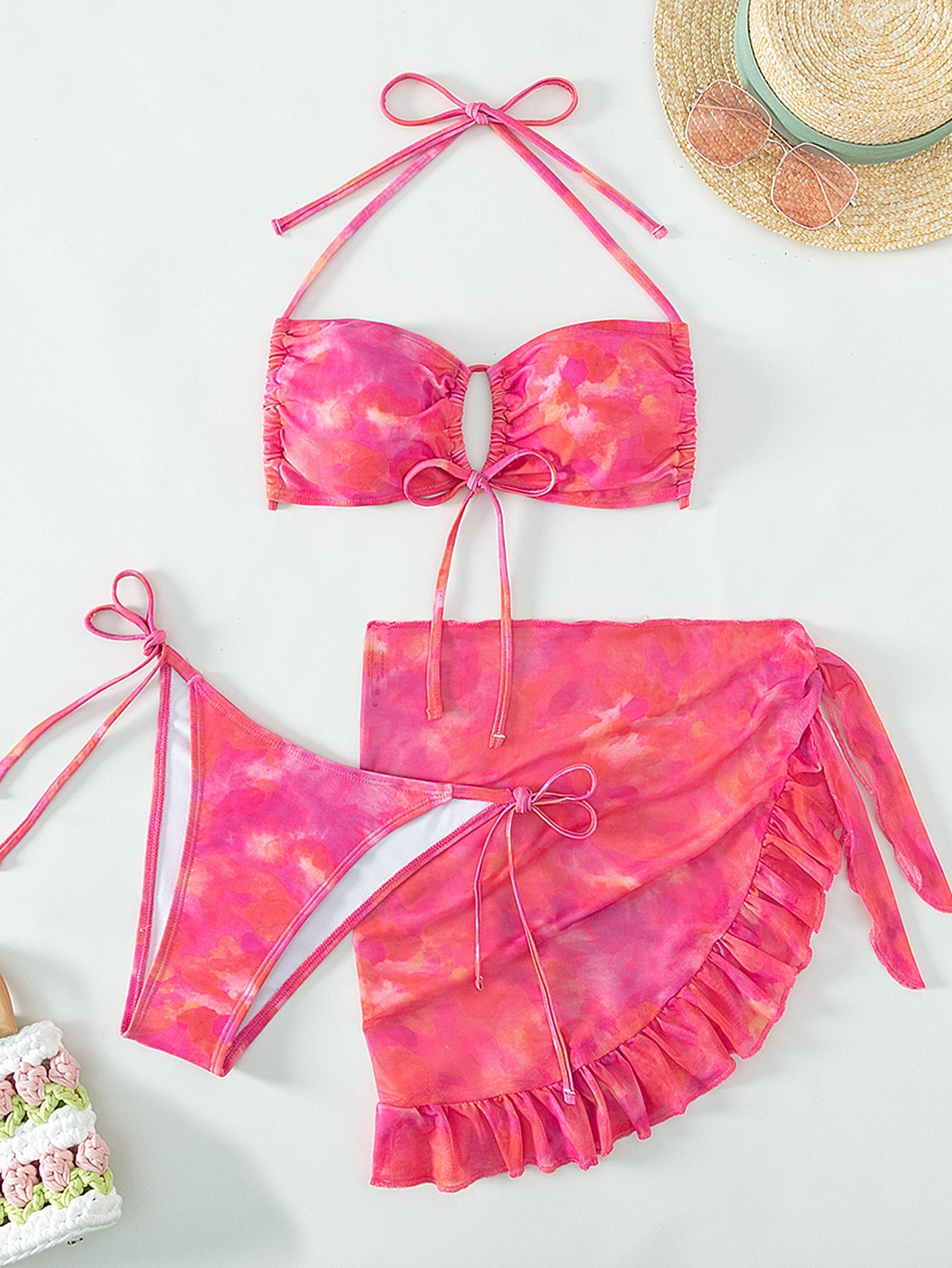 Bikini estampado de tres piezas