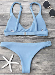 Traje de baño de color sólido, ropa de playa, conjunto de bikini brasileño