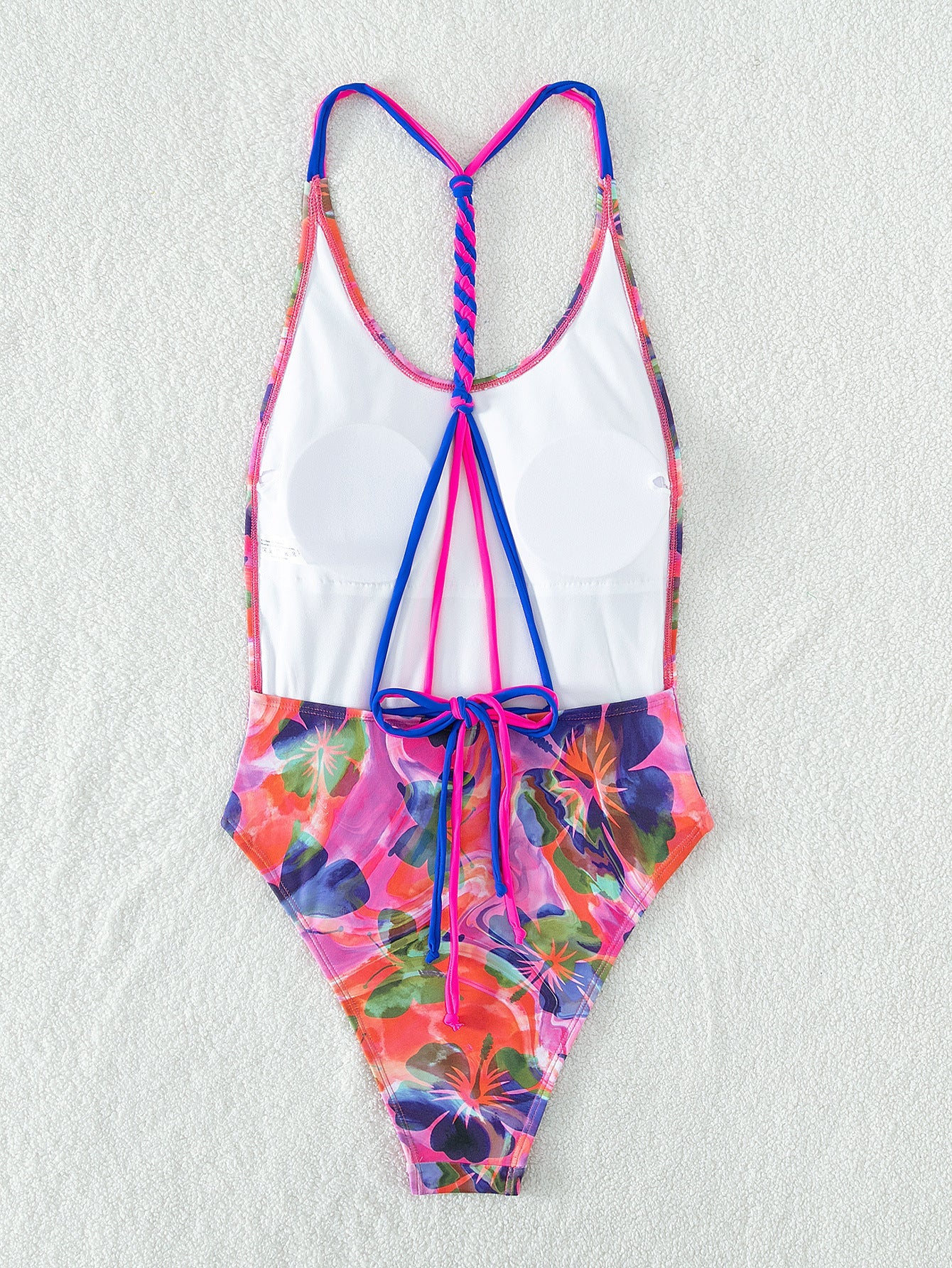 Flower Printed Colorful Braided Bikini