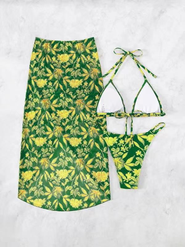 High Waist Split Three-piece Swimsuit