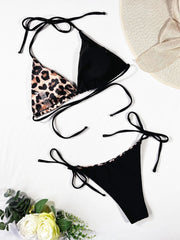 Neckholder-Bikini mit Leopardenmuster