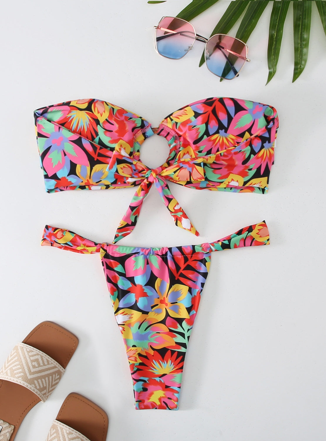 Bikini de dos piezas con top de tubo estampado