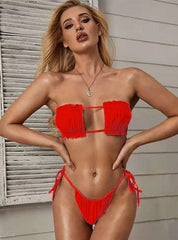 Traje de baño bikini de color sólido