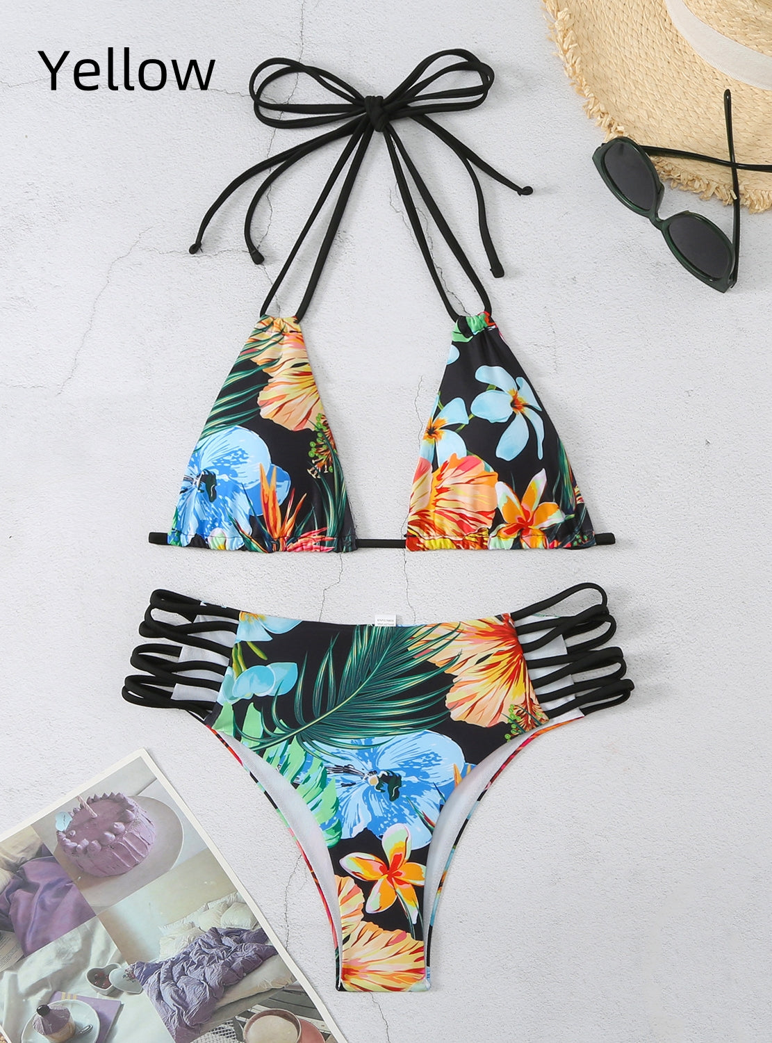 Printed Halter Strap Swimsuit