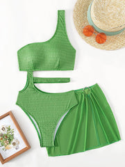 Conjunto de bikini de malla verde de dos piezas