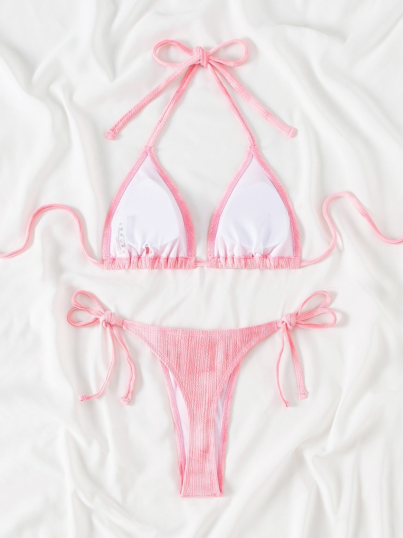 Zweiteiliger Bikini mit offenem Rücken in Rosa