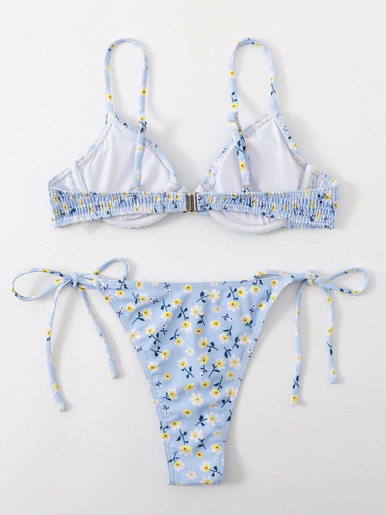 Blau bedruckter Badeanzug-Bikini