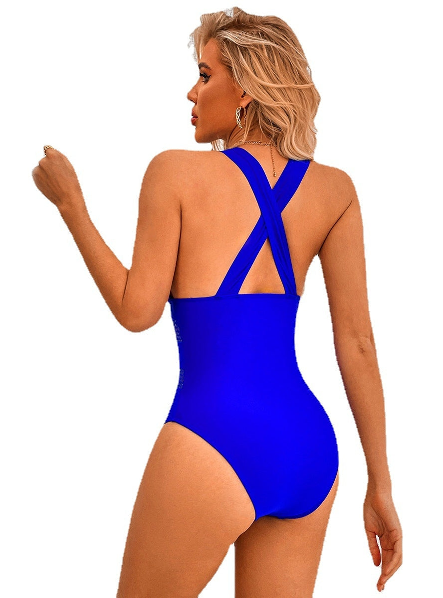 Traje de baño de bikini de color sólido Slim Sea Conjoined