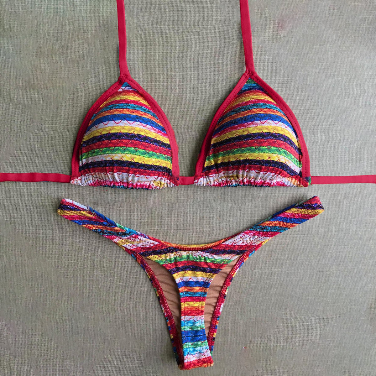 Bikini-Set mit Vintage-Kunstdruck